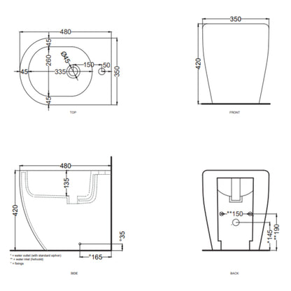 # BIDET A TERRA MINI 48 SMILE- CIELO sanitario compatto ideale per bagni piccoli e stretti