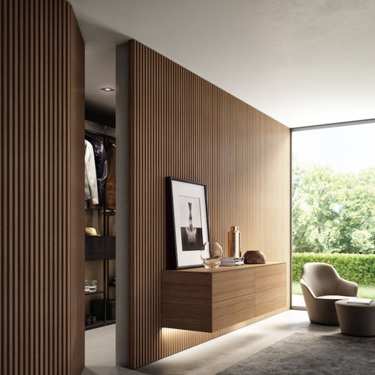 # BOISERIE DOGA - RES ITALIA Rivestimenti per pareti con doghe verticali e finiture personalizzabili