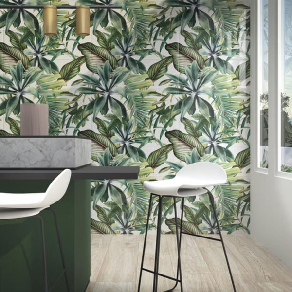 BOTANICAL SAVOIA ITALIA rivestimenti in bicottura in pasta bianca per bagno e living ispirati alla natura