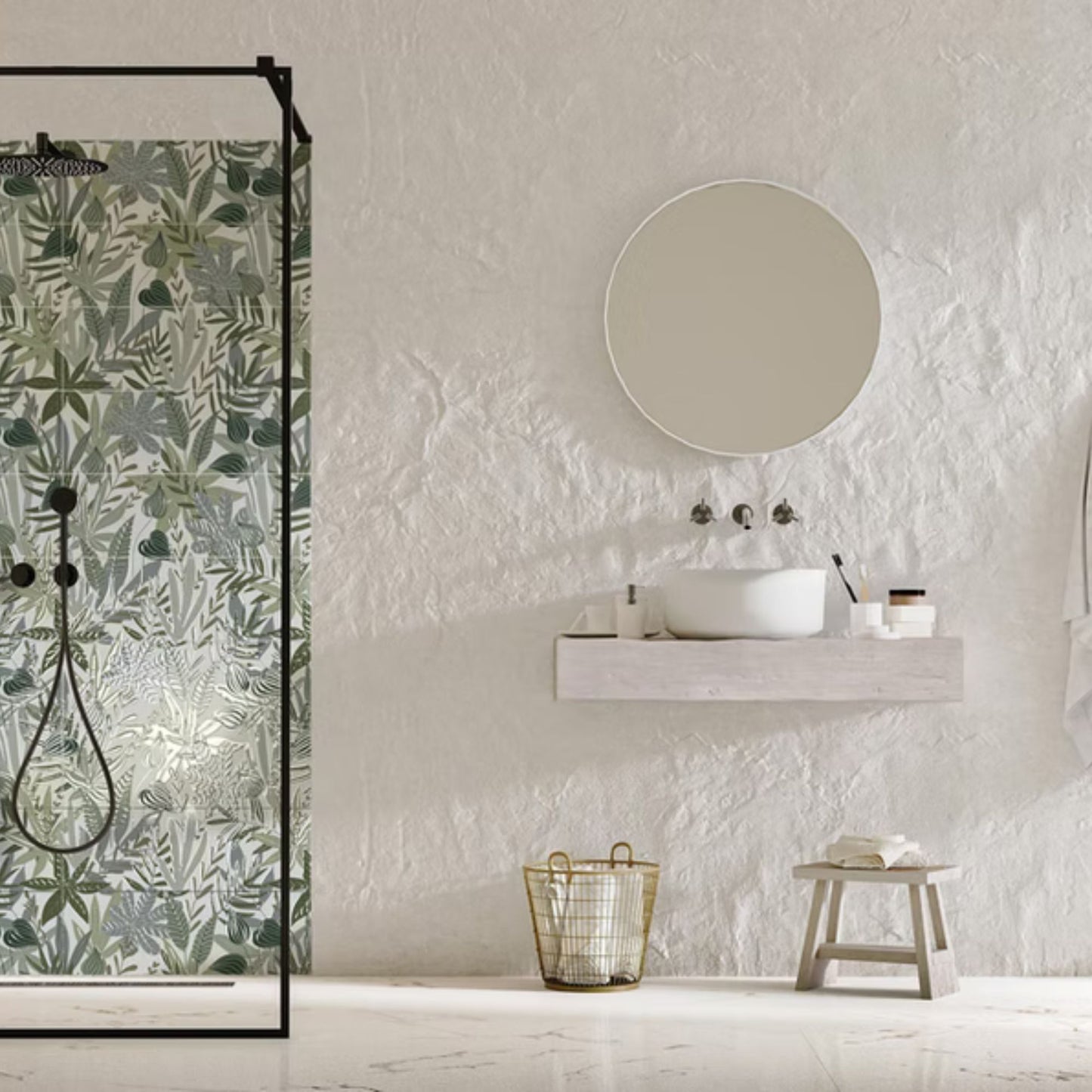 BOTANICAL SAVOIA ITALIA rivestimenti in bicottura in pasta bianca per bagno e living ispirati alla natura