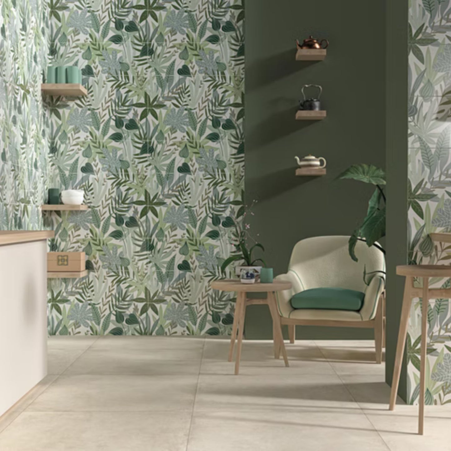 BOTANICAL SAVOIA ITALIA rivestimenti in bicottura in pasta bianca per bagno e living ispirati alla natura