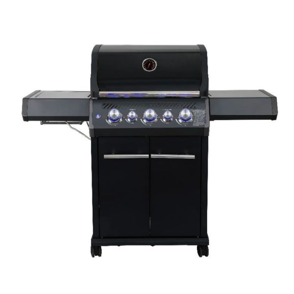 Barbecue con carrello METROPOLITAN 3 fuochi - IL BRACERE ghisa a V, fornello infrarossi, acciaio inox e LED, 18,5 kW di potenza, coperchio extra alto