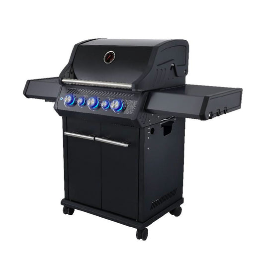 Barbecue con carrello METROPOLITAN 3 fuochi - IL BRACERE ghisa a V, fornello infrarossi, acciaio inox e LED, 18,5 kW di potenza, coperchio extra alto