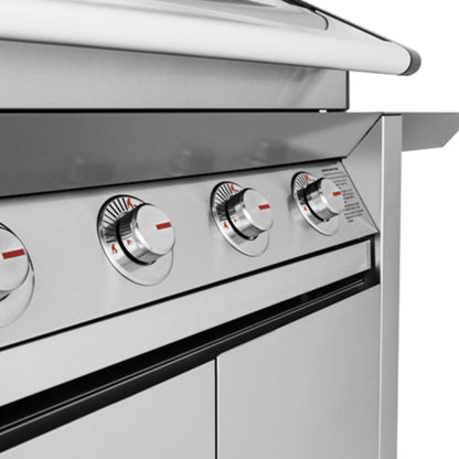 Barbecue con carrello SERIE 1600S ACCIAIO INOX 4 fuochi - IL BRACERE coperchio con vetro, fornello laterale 4,2 kW, potenza 21,2 kW
