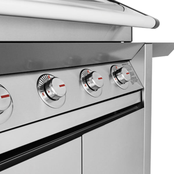 Barbecue con carrello SERIE 1600S ACCIAIO INOX 4 fuochi - IL BRACERE coperchio con vetro, fornello laterale 4,2 kW, potenza 21,2 kW