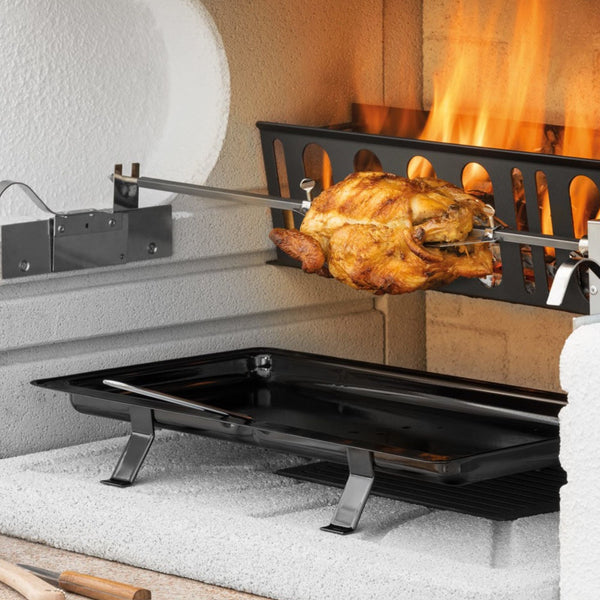 Barbecue in cemento a legna GARGANO ROSSO CON FORNO e GRIGLIA - PALAZZETTI ideale per pane, pizza e grigliate in giardino