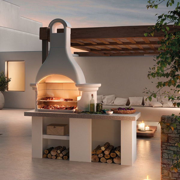 Barbecue in cemento a legna LANZAROTE - PALAZZETTI perfetto per cucinare all’aperto con stile e funzionalità