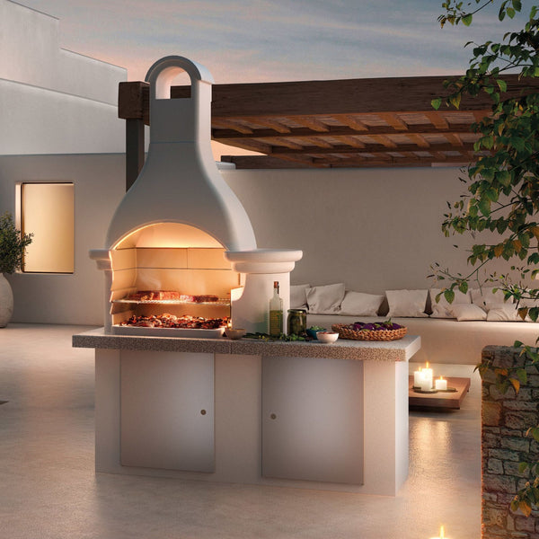 Barbecue in cemento a legna LANZAROTE - PALAZZETTI perfetto per cucinare all’aperto con stile e funzionalità