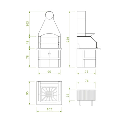 Barbecue in cemento a legna MAXIME con griglia inox - PALAZZETTI design moderno e compatibile con moduli cucina da esterno
