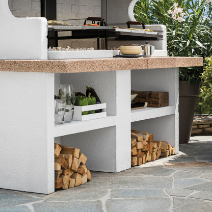 Barbecue in cemento a legna MIAMI con doppia griglia - PALAZZETTI sistema Fast-Fire per cotture intensive all’aperto