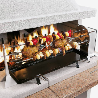 Barbecue in cemento a legna PATAMOS ROSSO con doppia griglia - PALAZZETTI Area grill ideale per cucinare in giardino o esterno