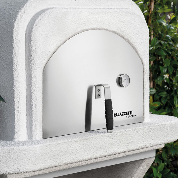 Barbecue in cemento a legna con forno CAPRI 2 - PALAZZETTI griglia inox 76 cm, piano Marmotech e sistema Fast-Fire Box