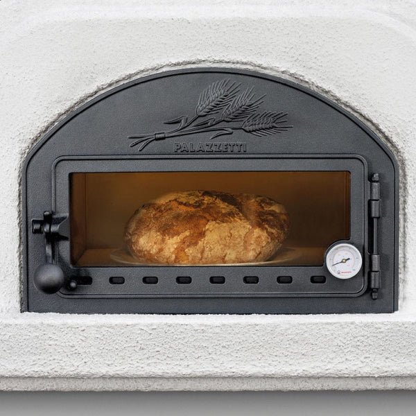 Barbecue in cemento a legna con forno CAPRI 2 - PALAZZETTI griglia inox 76 cm, piano Marmotech e sistema Fast-Fire Box