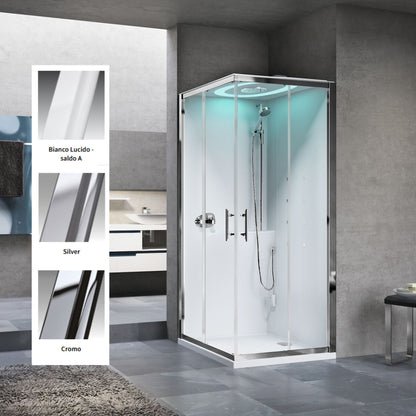# CABINA DOCCIA MULTIFUNZIONE EON A - NOVELLINI apertura 2 ante scorrevoli e 2 fisse