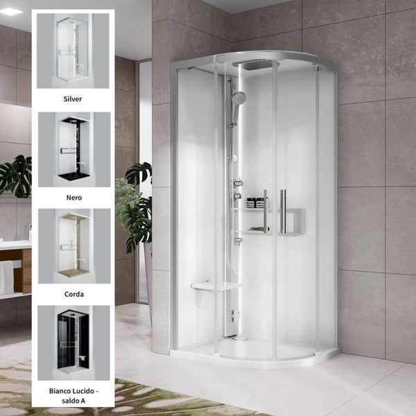 # CABINA DOCCIA MULTIFUNZIONE SEMICIRCOLARE Glax 2 2R - NOVELLINI apertura 2 ante scorrevoli e 2 fisse