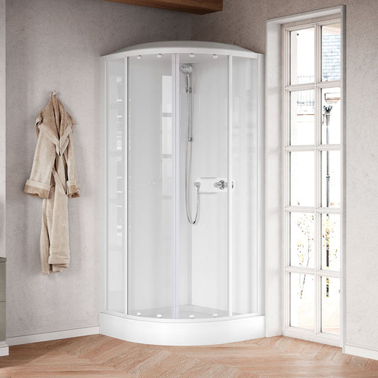 # CABINA DOCCIA MULTIFUNZIONE SEMICIRCOLARE Media Glass R - NOVELLINI apertuna 2 ante scorrevoli e 2 fisse