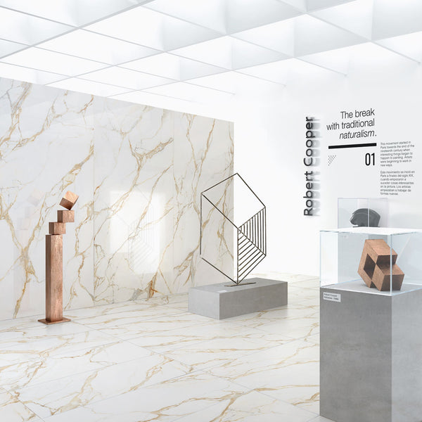 # CALACATTA GOLD Gres porcellanato effetto marmo - TAGINA piastrelle dall'eleganza naturale, venature oro su fondo bianco
