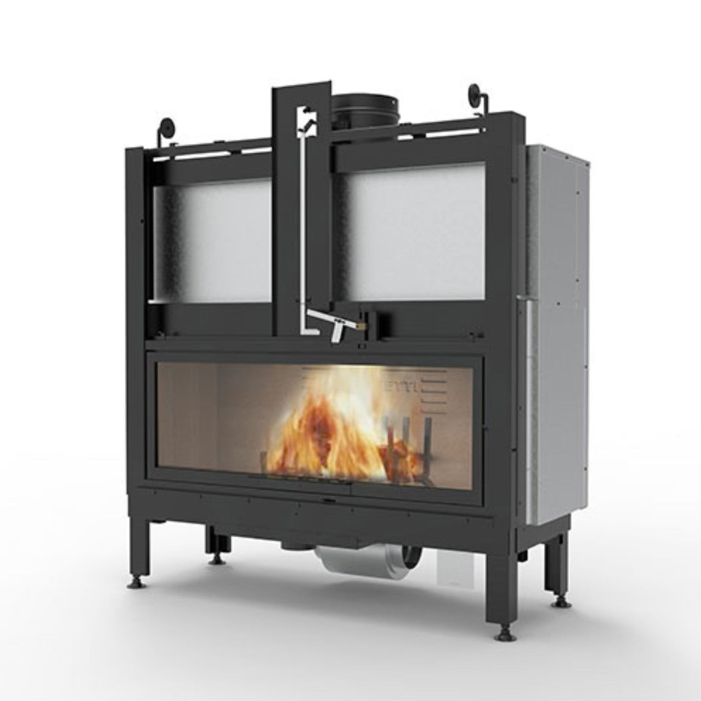 CAMINETTO A LEGNA ECOMONOBLOCCO MX25:9 Aria Irraggiamento 14kW A PALAZZETTI con grande visione della fiamma e porta sali-scendi