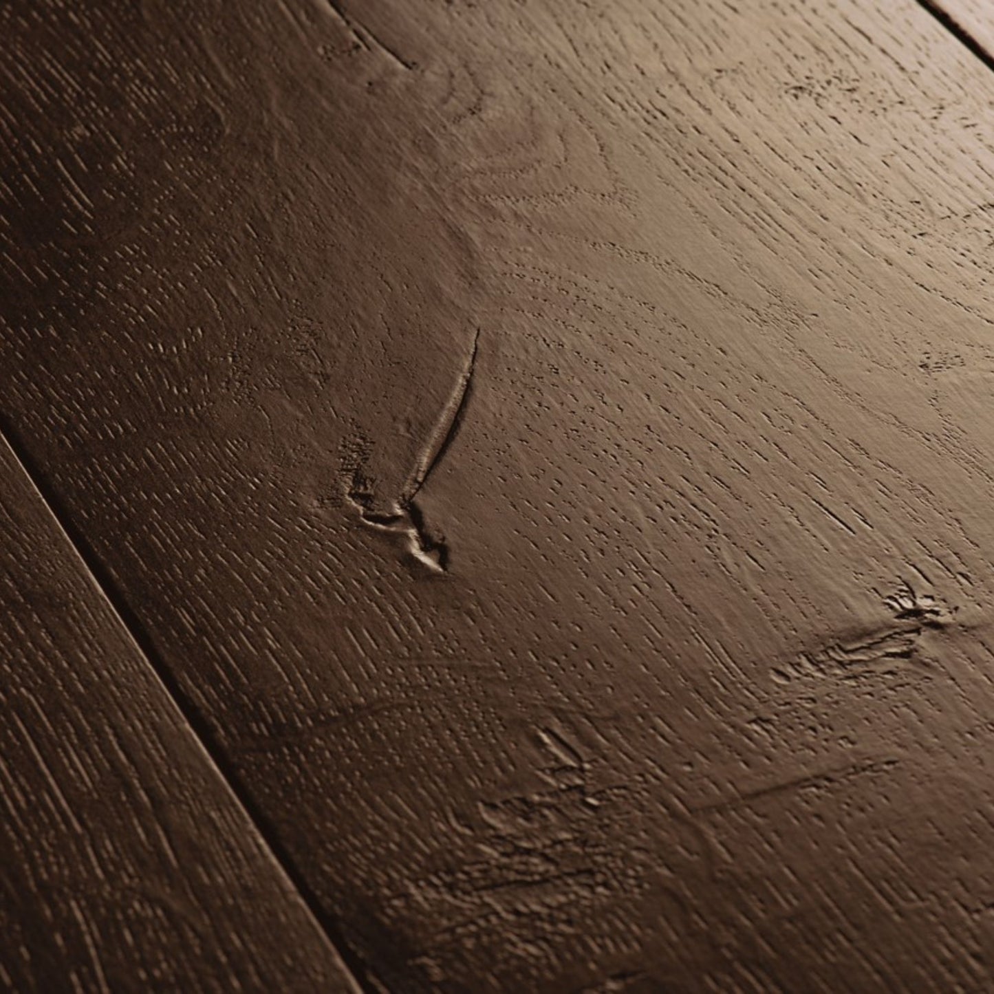 Pavimento in Laminato CAPTURE ROVERE CERATO SCURO QUICK-STEP resistente ai graffi e compatibile con riscaldamento a pavimento per ambienti residenziali