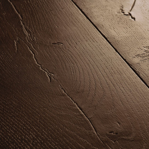 Pavimento in Laminato CAPTURE ROVERE CERATO SCURO QUICK-STEP resistente ai graffi e compatibile con riscaldamento a pavimento per ambienti residenziali