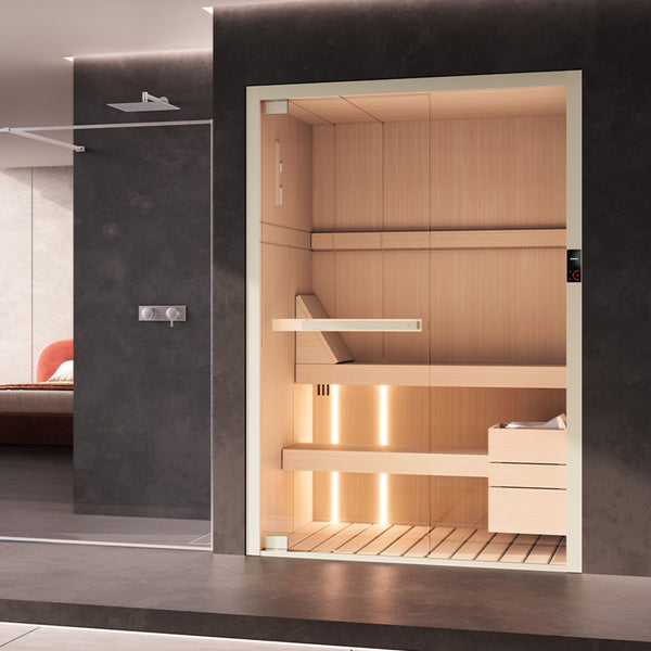 # CELSIUS SAUNA  in legno di qualità - NOVELLINI per casa, sauna secca con cromoterapia, Bluetooth, design moderno e comfort totale