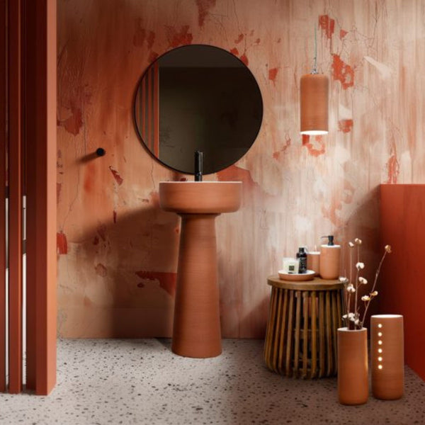 COLONNA CON LAVABO INDEX RED PEDESTAL IN TERRACOTTA - CIPÍ Made in Italy, design bagno moderno di alta qualità