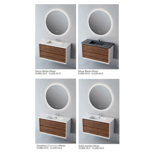 # MOBILE F5 COOL BIANCO OPACO e NOCE 100Cm - NOFER in Compensato Marino, design elegante e resistente per il Bagno