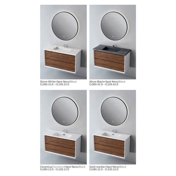 # MOBILE F5 COOL BIANCO OPACO e NOCE 100Cm - NOFER in Compensato Marino, design elegante e resistente per il Bagno