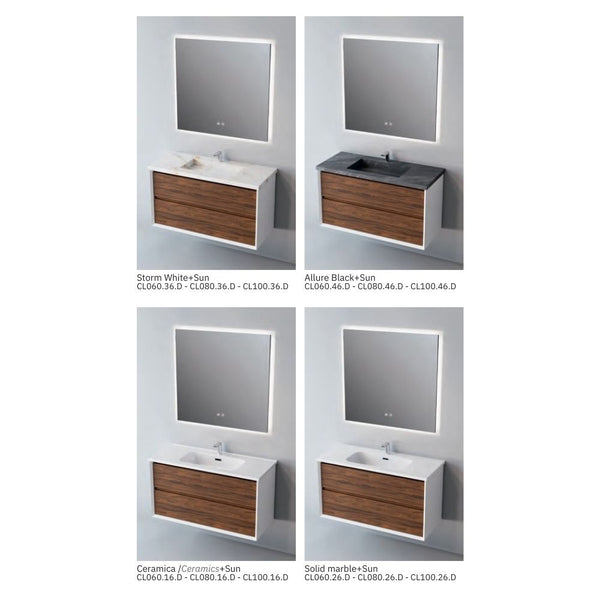 # MOBILE F5 COOL BIANCO OPACO e NOCE 100Cm - NOFER in Compensato Marino, design elegante e resistente per il Bagno