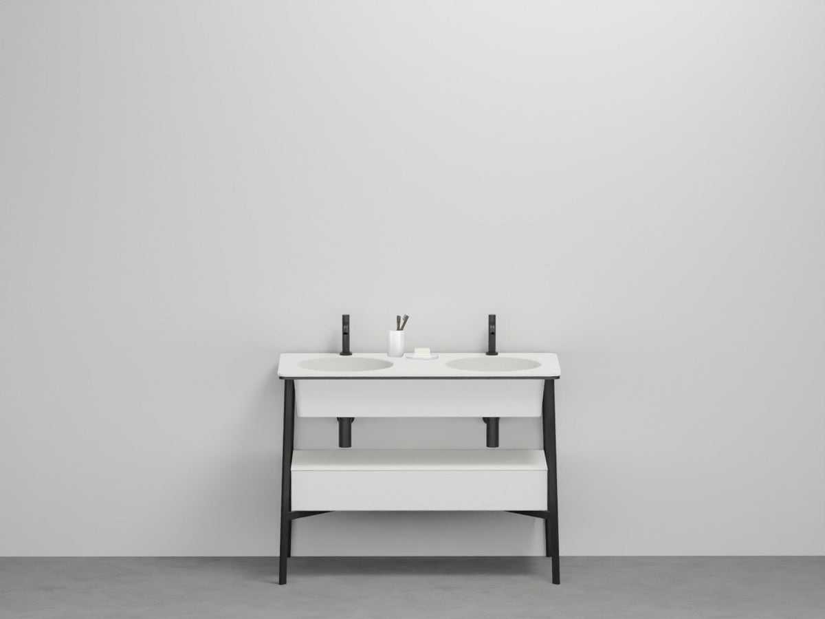 # LAVABO DOPPIO con CASSETTO CATINO - CIELO lavandino con ampio cassetto contenitore per bagno