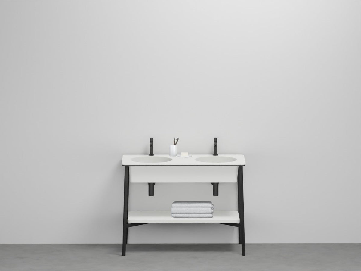 # LAVABO CATINO DOPPIO con PIANO - CIELO lavandino doppio con piano d'appoggio ideale per bagno