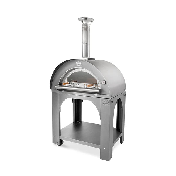 Forno Clementi Pulcinella tutto in acciaio, mostrato su carrello non incluso