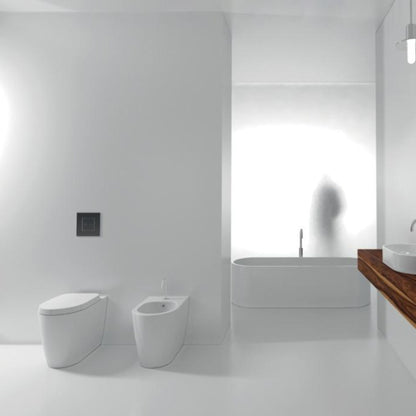 DOMUSFALERII FOGLIA MEDIUM VASO BIANCO a terra senza brida sanitari wc water in ceramica