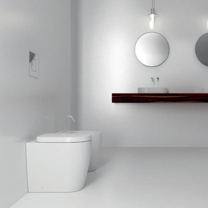 DOMUSFALERII FOGLIA MEDIUM VASO BIANCO a terra senza brida sanitari wc water in ceramica