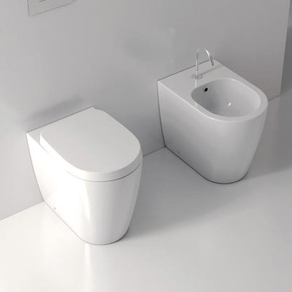 DOMUSFALERII FOGLIA MEDIUM VASO BIANCO a terra senza brida sanitari wc water in ceramica