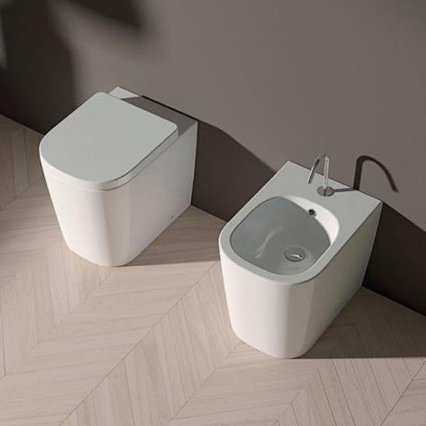 DOMUSFALERII QUADRA BIDET BIANCO 36x52 FILO MURO sanitari a terra