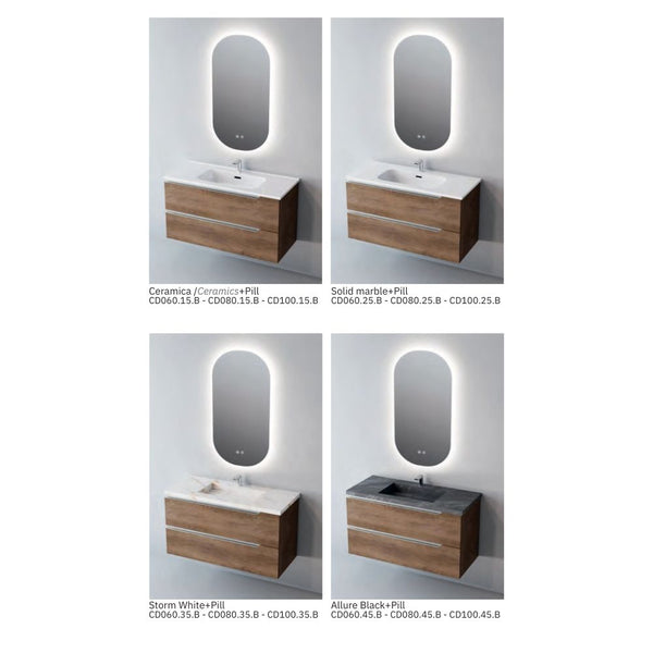 # MOBILE CONTRACT DUO LEGNO LAMINATO SHADOW E MANIGLIA IN ACCIAIO INOSSIDABILE LUCIDO 60Cm - NOFER mobile con 2 cassetti