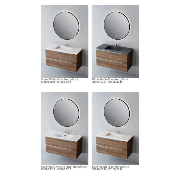 # MOBILE CONTRACT DUO LEGNO LAMINATO SHADOW E MANIGLIA IN ACCIAIO INOSSIDABILE LUCIDO 100Cm - NOFER mobile con 2 cassetti