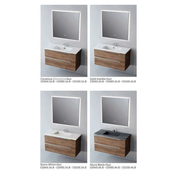# MOBILE CONTRACT DUO LEGNO LAMINATO SHADOW E MANIGLIA IN ACCIAIO INOSSIDABILE LUCIDO 80Cm - NOFER mobile con 2 cassetti