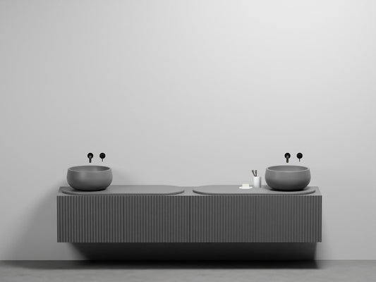 # LAVABO DOPPIO con MOBILE SOSPESO DELFO 226 e top ovale in ceramica - CIELO arredo bagno di lusso