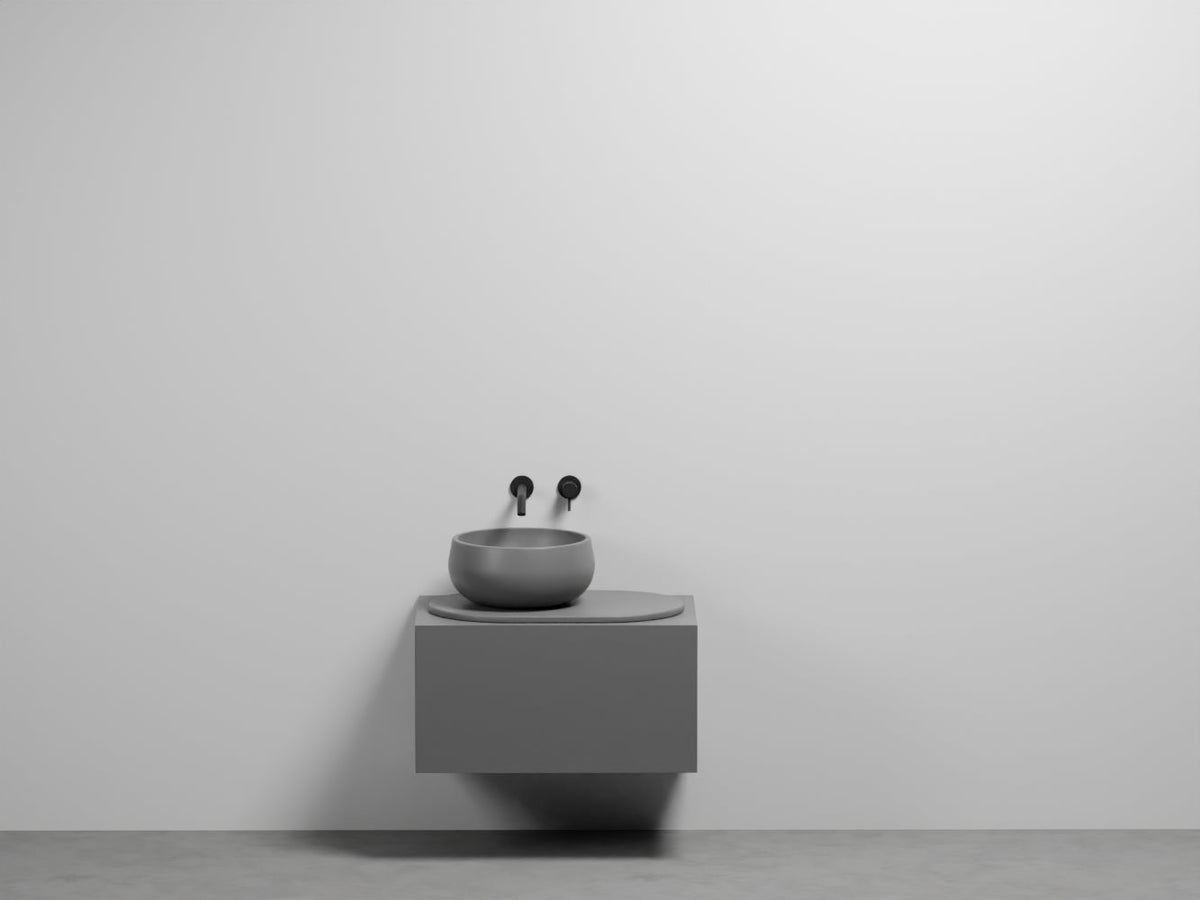 # LAVABO con MOBILE SOSPESO DELFO 76 e piano ovale in ceramica - CIELO per un bagno elegante