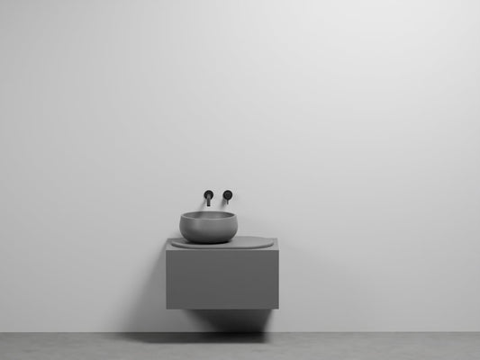# LAVABO con MOBILE SOSPESO DELFO 76 e piano ovale in ceramica - CIELO per un bagno elegante