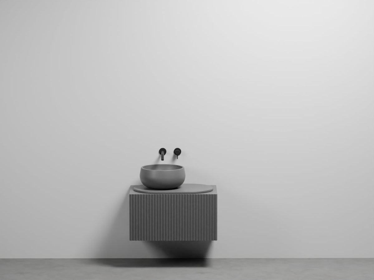 # LAVABO con MOBILE SOSPESO con DOGHE DELFO 76 e piano ovale in ceramica - CIELO mobile lavandino elegante