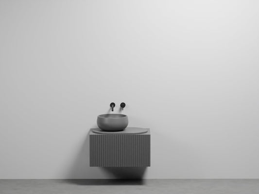 # LAVABO con MOBILE SOSPESO con DOGHE DELFO 76 e piano ovale in ceramica - CIELO mobile lavandino elegante