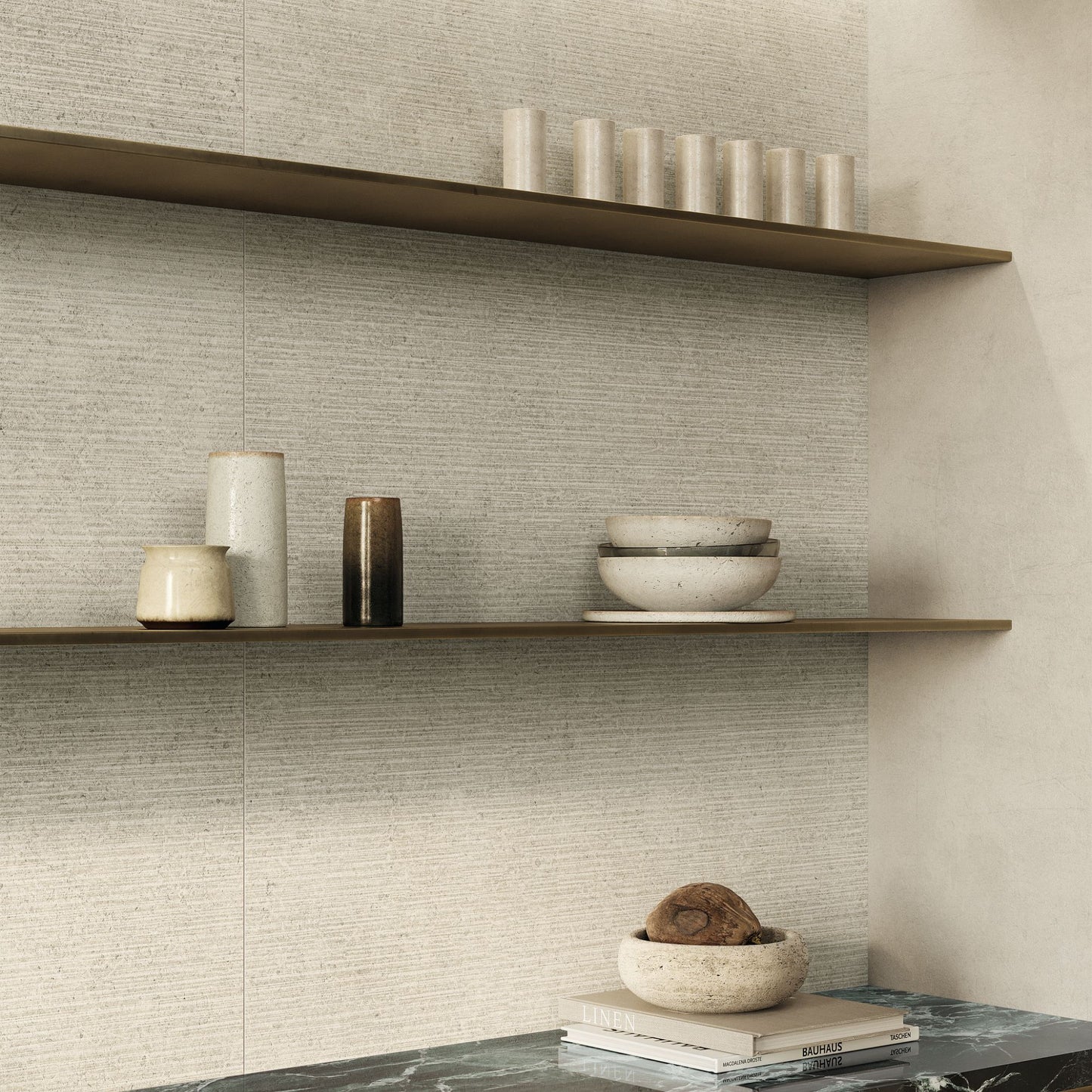 Gres porcellanato BACKGROUND FONDOVALLE per pavimenti interni effetto pietra Limestone con 3D Texture, Real Matt e grandi formati