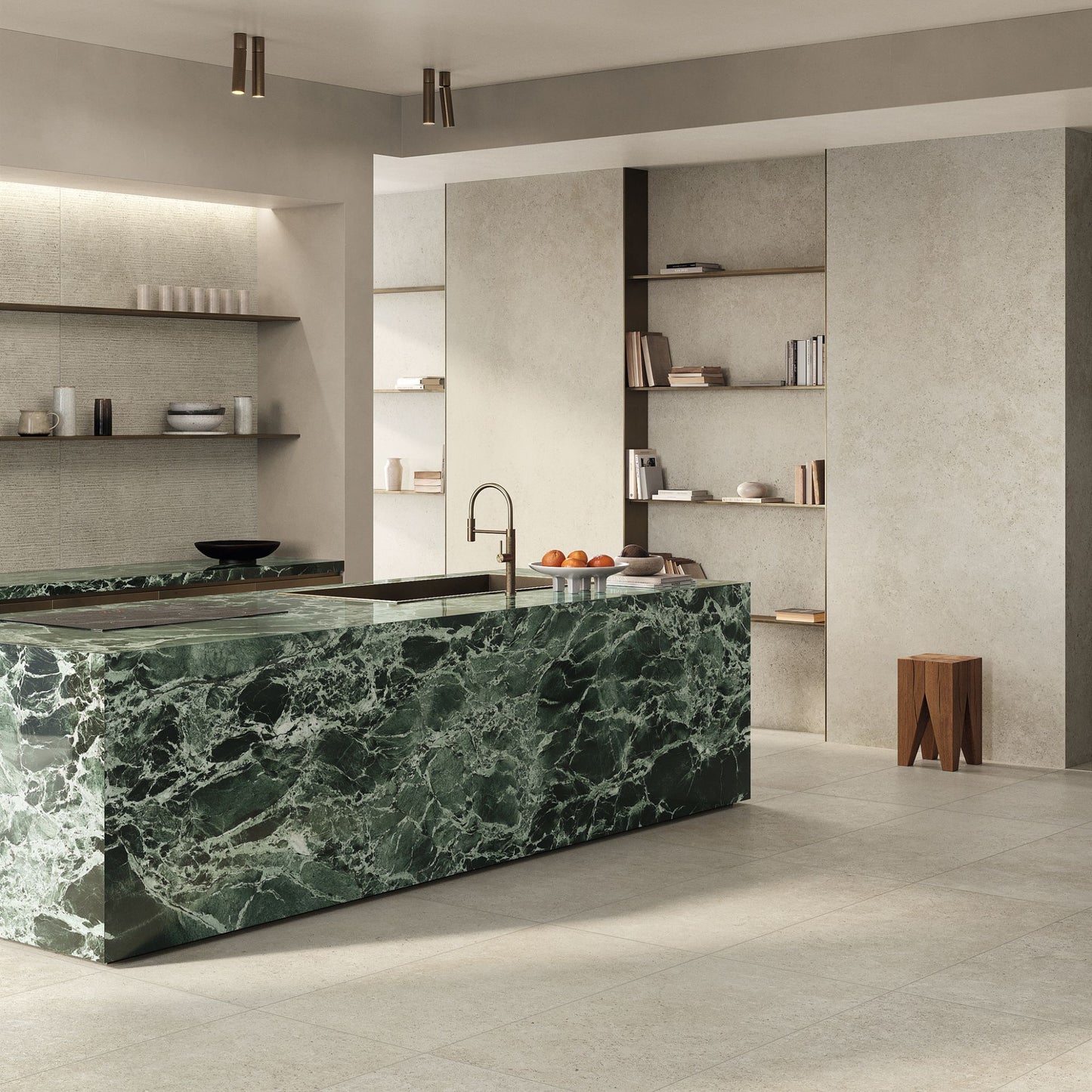 Gres porcellanato BACKGROUND FONDOVALLE per pavimenti interni effetto pietra Limestone con 3D Texture, Real Matt e grandi formati