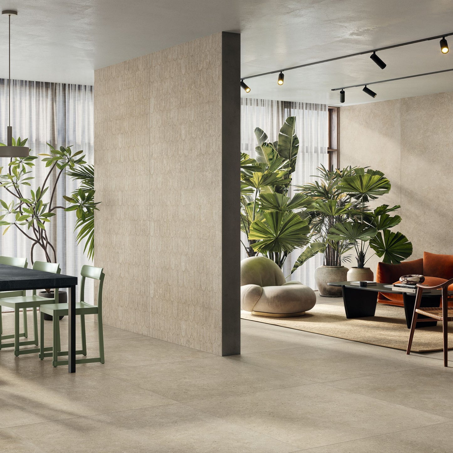 Gres porcellanato BACKGROUND FONDOVALLE per pavimenti interni effetto pietra Limestone con 3D Texture, Real Matt e grandi formati