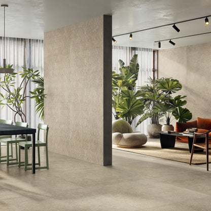 Gres porcellanato BACKGROUND FONDOVALLE per pavimenti interni effetto pietra Limestone con 3D Texture, Real Matt e grandi formati