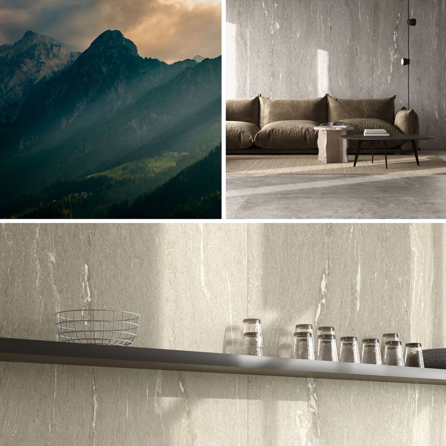 Gres porcellanato ALPINE FONDOVALLE per pavimenti interni effetto pietra con 3D Texture, finitura Real Matt e grandi formati