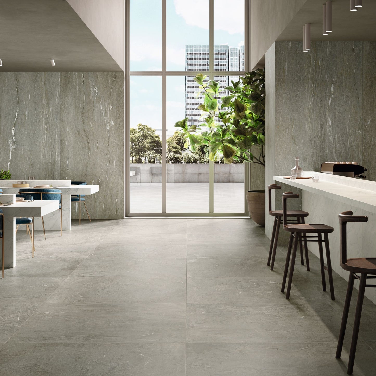 Gres porcellanato ALPINE FONDOVALLE per pavimenti interni effetto pietra con 3D Texture, finitura Real Matt e grandi formati